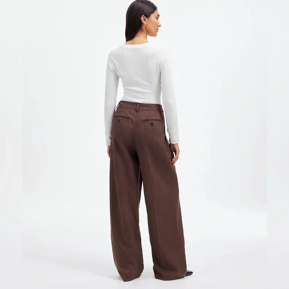 NWT - MADEWELL harlow wide leg pant drapey twill - dark carob - 0P - $118 - Picture 4 of 8